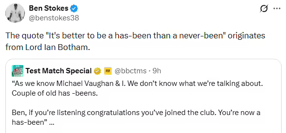 ​Ben Stokes post